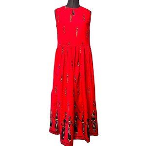 Red Cotton 80’s Dress African Ladies M